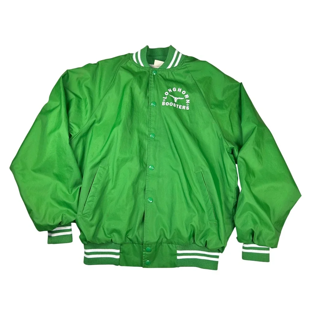 Vintage Auburn‎ Sportswear Longhorn Boosters Green Nylon Varsity Jacket Mens L